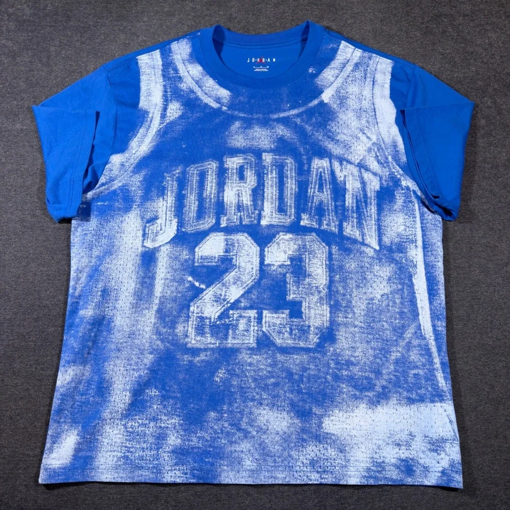 Jordan T-Shirt Men XL Blue Jersey Graphic Print Jumpman 23 Basketball Tee